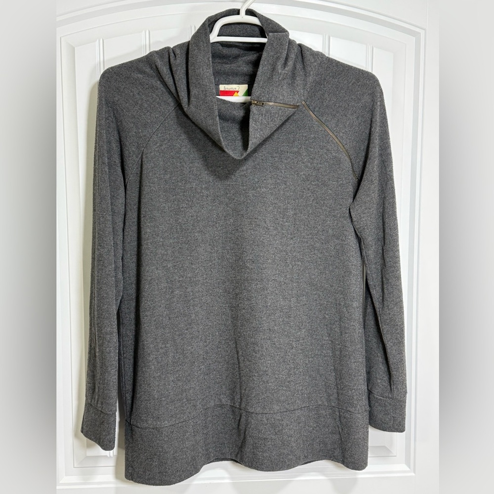 Asymmetrical Zip Cowl Neck Knit Pullover XL Women’s Fervour